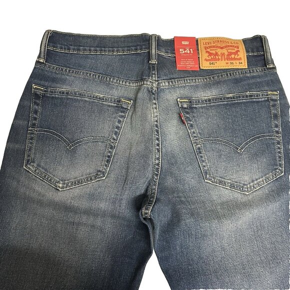 Levi's Mens 541 Athletic Fit Slight Taper Jeans 31W x 34L Blue Canyon Whiskering - Picture 8 of 10